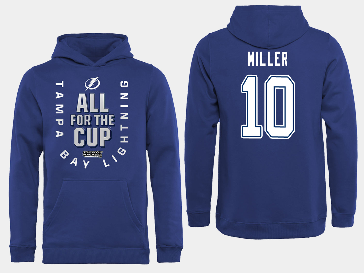 NHL Men adidas Tampa Bay Lightning 10 Miller blue All for the Cup Hoodie